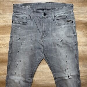 G Star RAW Jeans Men 29x30 Gray Revend Super Slim Fit Stretch Thrashed Grunge